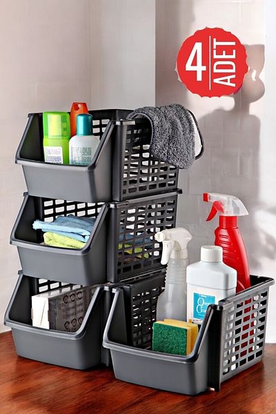 NY HOME 4 Pieces Anthracite Cabinet - Organizer with Sink Bottom and Refrigerator Floor