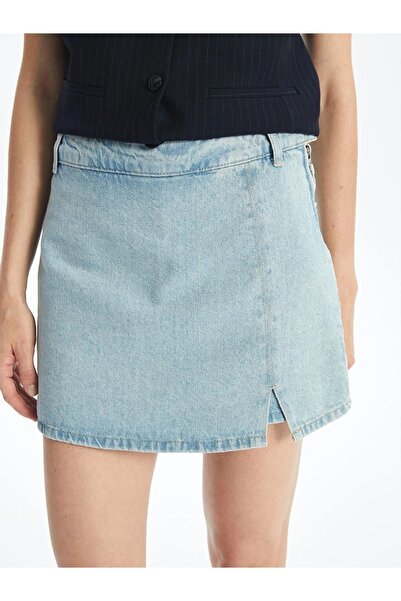 LC Waikiki LCW Jeans Standart Fit Kadın Jean Şort Etek