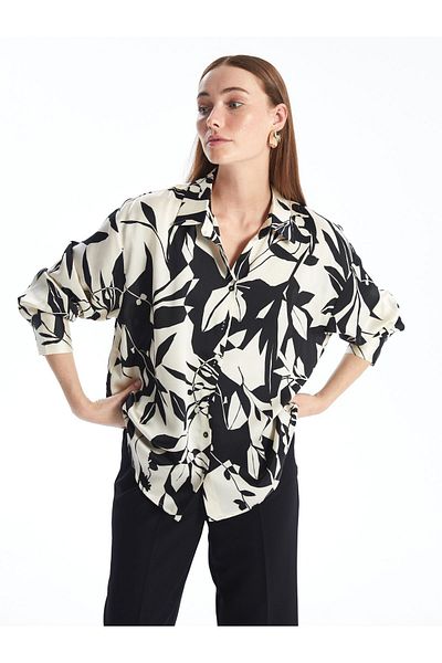 LC Waikiki Dámská oversize vzorovaná košile s dlouhým rukávem