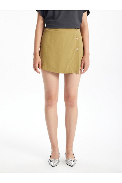 LC Waikiki Lcw Standard Fit Plain Linen Blended Women's Shorts Skirt