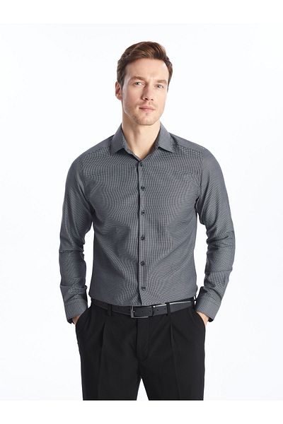 LC Waikiki Men's Shirt - Slim Fit, Long Sleeve, Dobby