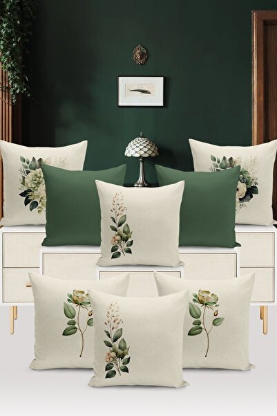 Bertille Home مجموعة من 8 قطع من أغطية الوسائد المطبوعة رقميًا على الوجهين من...