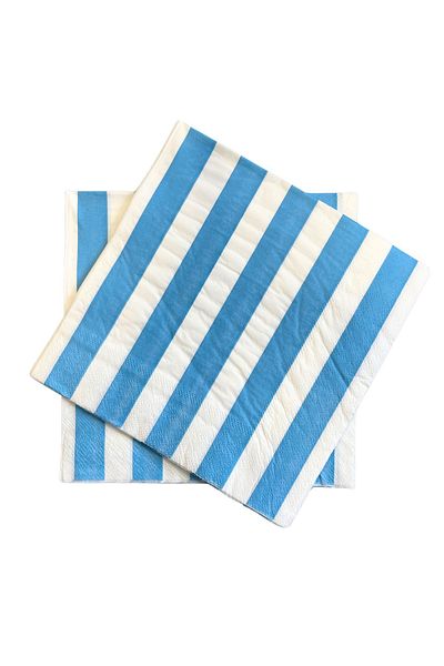 luckyrain Double Layer Blue White Striped Paper Napkin - 33x33