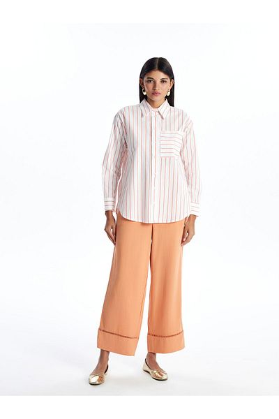 LC Waikiki Linen Blended Women's Straight Trousers with Elastic Waist
