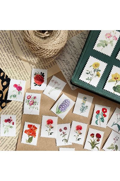 Hume Craft Set de autocolante cu flori cu paiete de epocă pentru Bullet Journal / Scrapbook / Notebook / Sticker