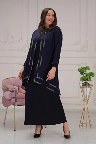 Aydoğan Taş İşlemeli Şifonlu Tek Parça Abiye Elbise