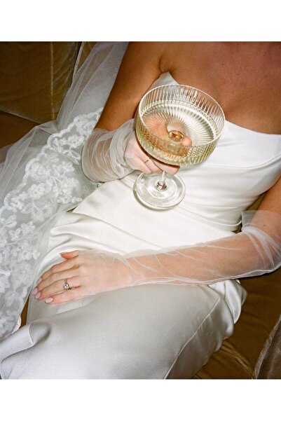 Butik Beyaz Tül kolluk eldiven