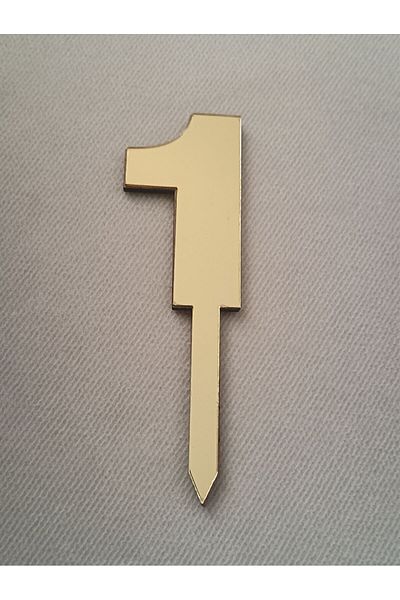 Şirin Lazer Gold Mirrored Cake Ornament Number 1 Number Plexiglass