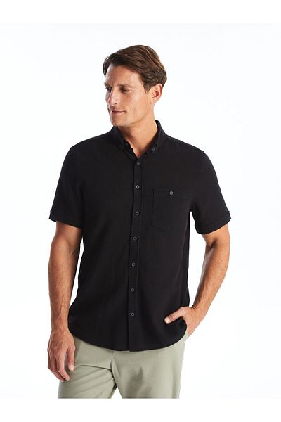 LC Waikiki Men's Poplin Shirt - Regular Fit, Short Sleeve