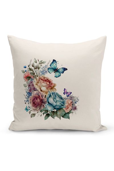Bertille Home Seria Flower/Vintage, cu imprimare digitală pe două fețe, set de 8 huse de pernă (set de huse de pernă)