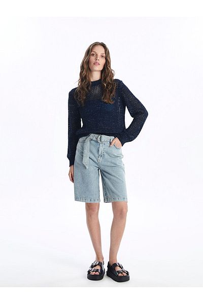 LC Waikiki Pantaloni scurți de damă din Jean - cu centură în talie