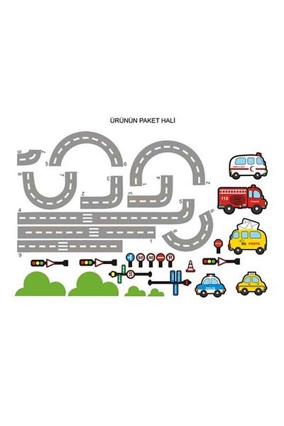 KT Decor Türkiye Traffic Native Figures - Kids Room Wall Sticker Set