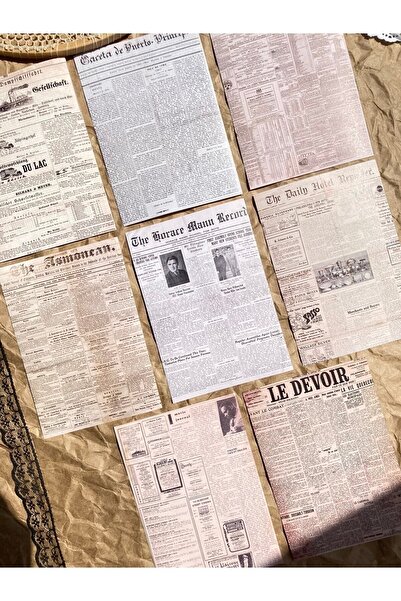 Hume Craft Vintage Gazete Temalı Kağıt Seti Bullet Journal Sticker / Defter /...