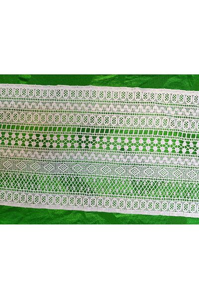 ÖZPAŞ TEKSTİL VE AKSESUAR Cream Intermediate Guipure Diamond-Wave Patterned 22 cm X 1 Mt