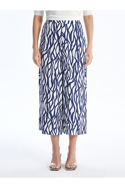 LC Waikiki Gemusterte Caprihose für Damen – elastische Taille