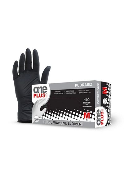 Oneplus Nitrile Gloves Black Powder Free M (20 Pack*100 Pieces)