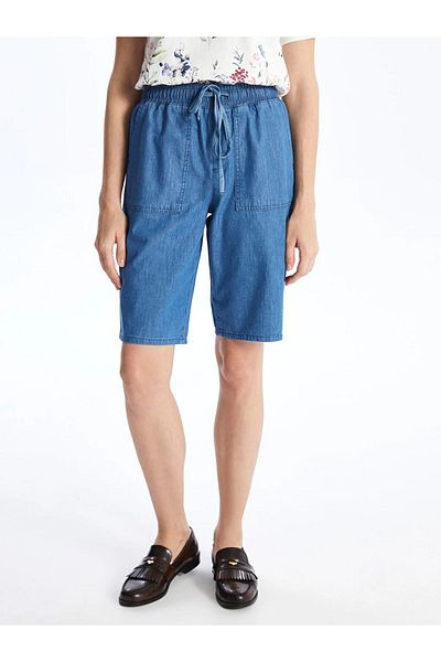 LC Waikiki LCW Grace Women - Pantaloni scurți drepti din blugi cu talie elastică