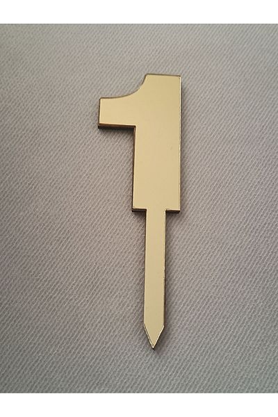 Şirin Lazer Gold Mirrored Cake Ornament Number 1 Number Plexiglass