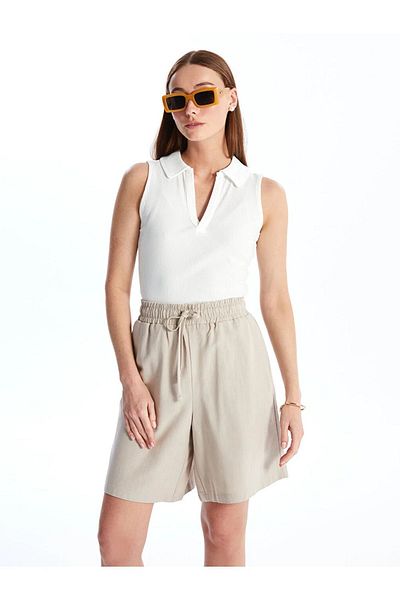 LC Waikiki Pantaloni scurți LCWAIKIKI Classic pentru femei - Talie elastică, amestec de in