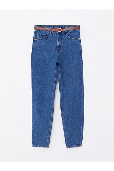 LC Waikiki Pantaloni de jeans pentru femei Mom Fit cu centură în talie