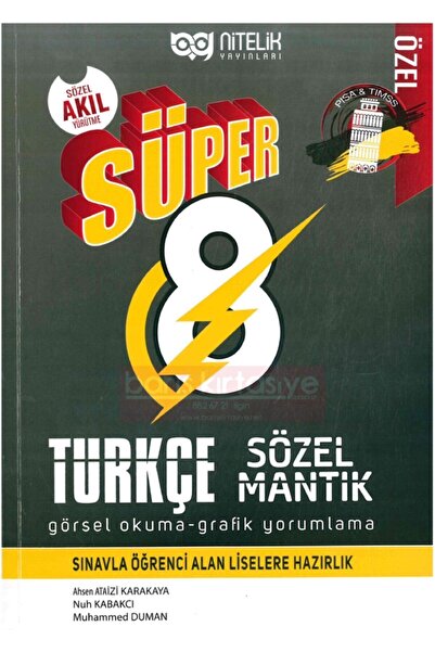 Nitelik Yayınları Nitelik Süper 8. Sınıf Türkçe Sözel Mantık Görsel Okuma-gra...