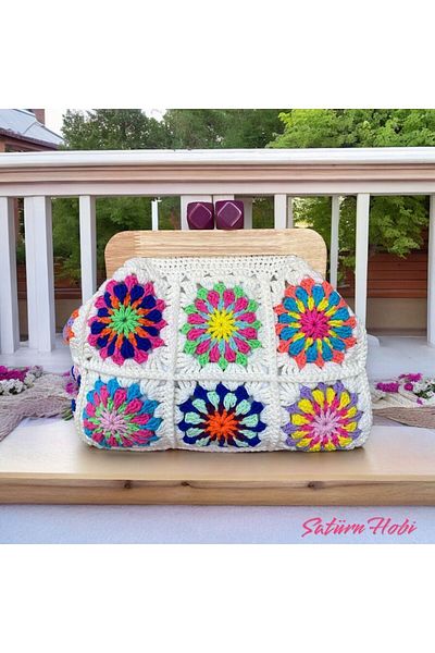 Satürn Hobi Knitted Wooden Scholarship Motif Bag
