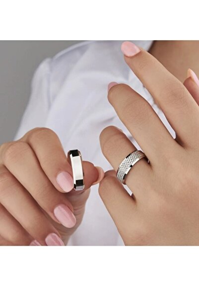 Silver Self Gümüş Alyans Nokta Erkek Sade