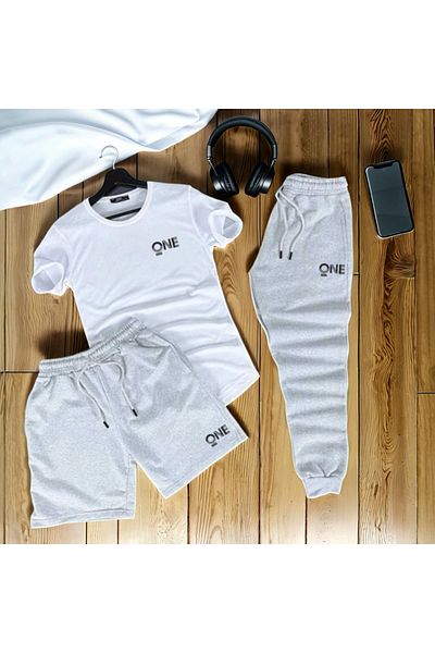 Fifty Color Συνδυασμός καλοκαιρινής φόρμας Unisex με μία στάμπα γκρι