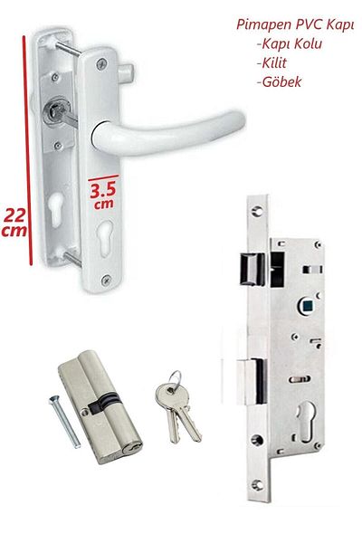 ŞENEL Pimapen Pvc Door Handle 35 mm Lock 90 mm Barrel Lock Core Set
