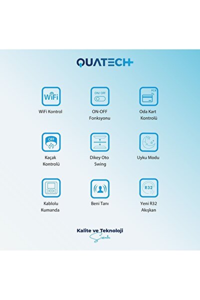 QUATECH 24.000 Btu/h A++ Enerji Sınıfı R32 Salon Tipi Inverter Klima