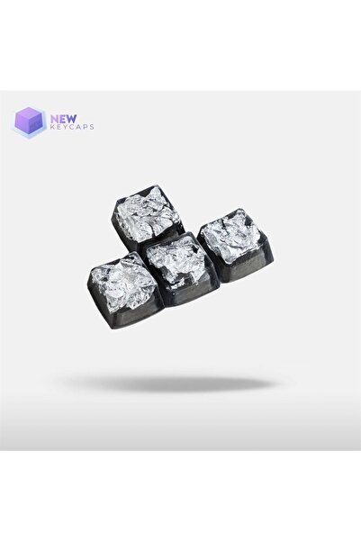 New Keycaps Black And Silver W-a-s-d Ve Yön Tuşları Dörtlü Set Mekanik Klavye Tuşu Artisan Keycaps