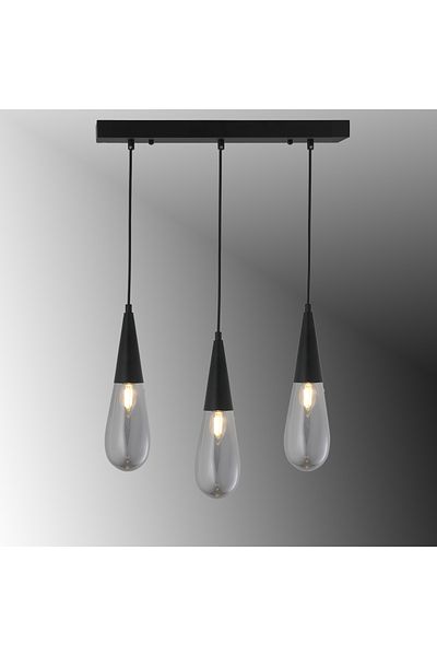 TT AYDINLATMA Tt023-3S-Full-Sy Black Lighting Mat - 3-Piece Drop Model, Row Chandelier