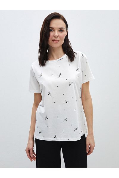 LC Waikiki Γυναικείο μπλουζάκι με κοντομάνικο σχέδιο με λαιμόκοψη