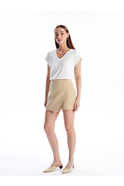 LC Waikiki Dámské tričko s jednoduchým krátkým rukávem s výstřihem do V