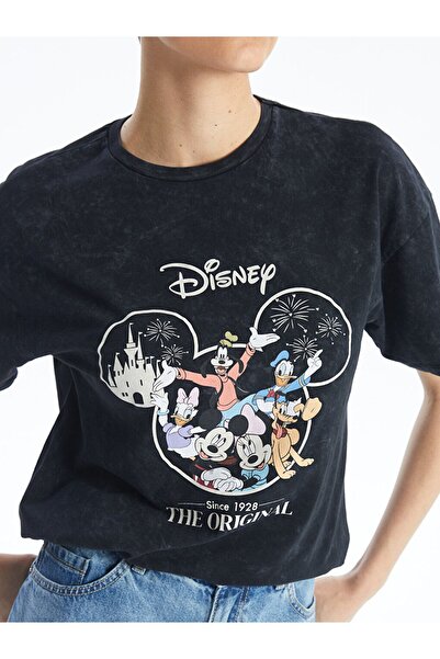 LC Waikiki Dámské tričko LCW Mickey and Friends s potiskem Crew Neck – krátký rukáv