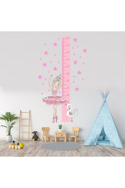 KT Decor Ballerina Height Measurement Wall Sticker Set