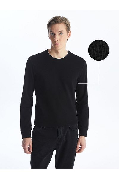 LC Waikiki Men's Textured Long Sleeve Crew Neck T-Shirt
