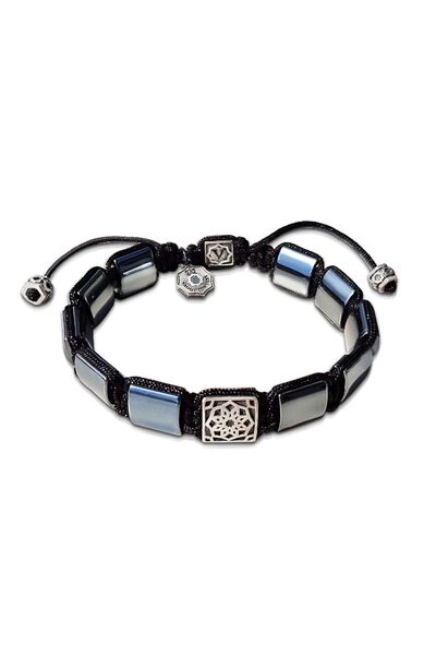 VAOOV Erkek 925 Ayar Gümüş Hematit Taşlı Bileklik eb006