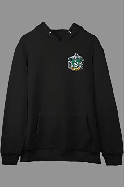 JoneBase Unisex Harry Potter Slytherin Tasarım Baskılı Oversized Kapüşonlu  %100 Pamuk Sweatshirt