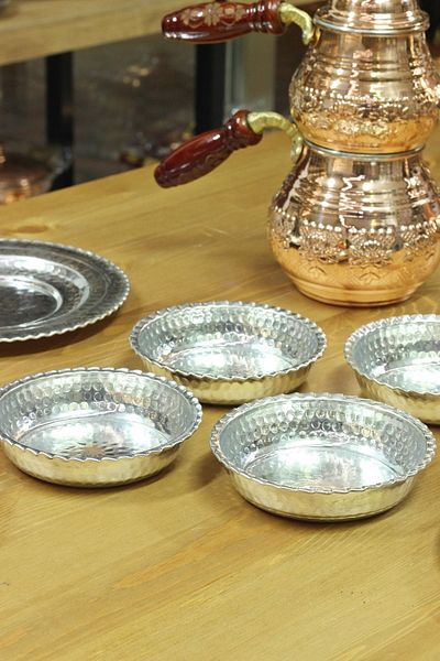 GÜR BAKIR Copper Snack Bowl Set 6 Pieces Nuts and Jam for Breakfast
