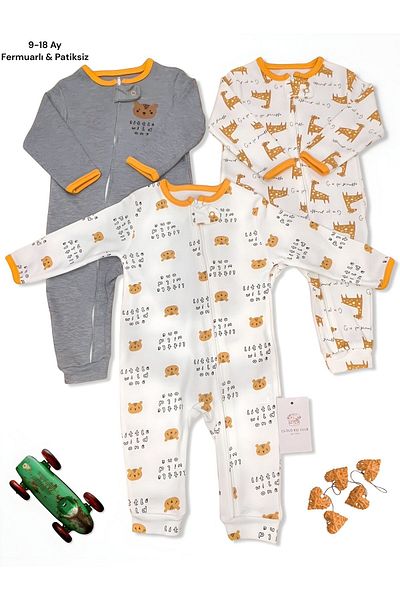 cloudkidclub Cute Animals 100% Natural Cotton Special Fabric 3-Piece Baby Jumpsuit 0-18 Months (BOY/GIRL)