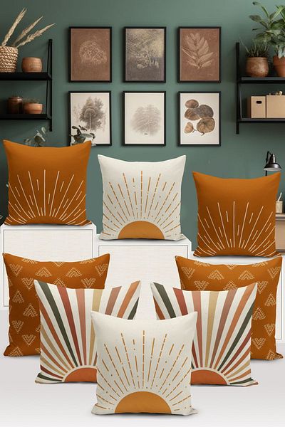 Bertille Home Seria Minimalist - Set de 8 huse de pernă cu imprimare digitală