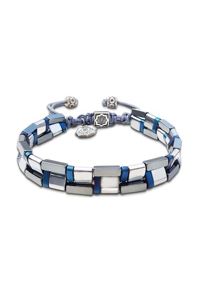 VAOOV Erkek 925 Ayar Gümüş Hematit Taşlı Bileklik eb002