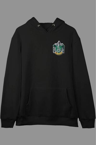 Massgai Unisex Harry Potter Slytherin Tasarım Baskılı Kapüşonlu Oversize Swea...