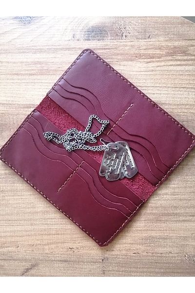 shopExxtra 9x19 cm Closed and 19x19 cm Open Calf Leather Candle Lanyard Handmade Wallet