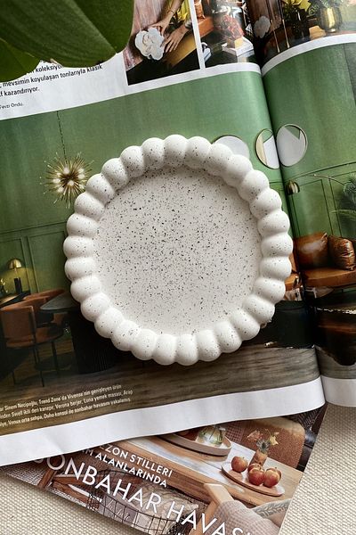 Mandalin Art Studio Patterned Bubble Decorative Plate, Jewelry Plate, Coaster 14 cm