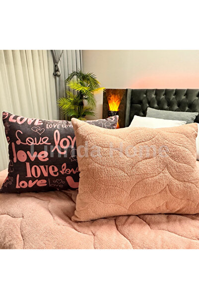 Linnda Home Peluş Yumuşaklığı Çift Taraflı Desenli Premium Welsoft Yastık 2 Adet