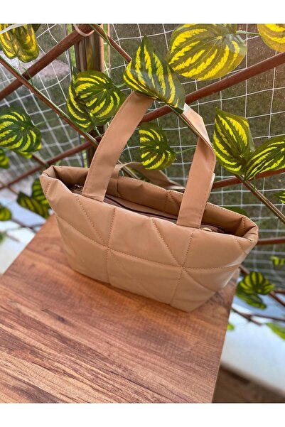 Butik Fluffy Bej Kadın EL Çantası