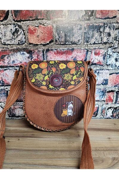 Şaşıkedi KEDİ KÖPEK DESENLİ ÇAPRAZ ÖRGÜLÜ OMUZ ÇANTASI KADIN BOHEMİAN