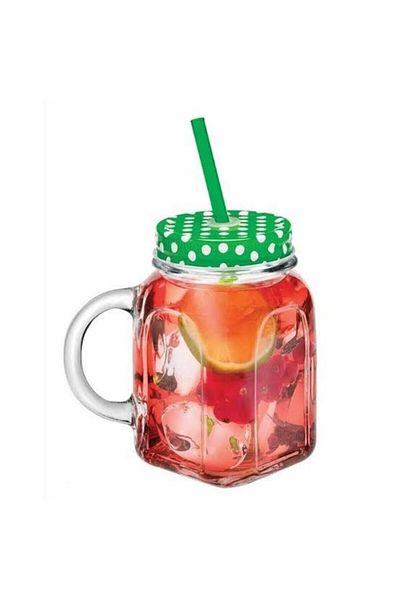 Paşabahçe 450 ml 2-Piece Lemonade Glass with Handle and Straw